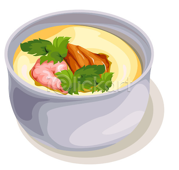 사람없음 EPS 일러스트 하이앵글 계란찜 그릇 새우 요리 음식 일본음식 찜