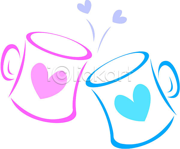 사랑 사람없음 EPS 아이콘 머그컵 생활용품 오브젝트 주방용품 컵 하트
