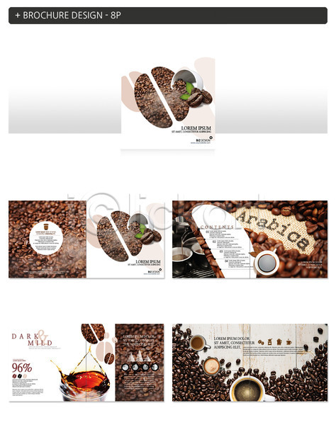 사람없음 INDD ZIP 인디자인 템플릿 아라비카 원두 커피 팜플렛
