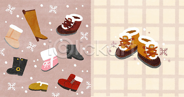 사람없음 PSD 일러스트 겨울 겨울배경 눈 눈송이 부츠 신발 아기자기 패턴 패턴백그라운드