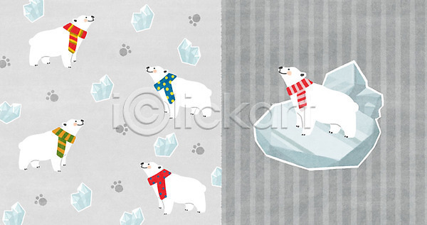 사람없음 PSD 일러스트 겨울 겨울배경 목도리 발자국 북극곰 빙하 아기자기 얼음 줄무늬 패턴 패턴백그라운드