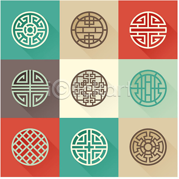 사람없음 AI(파일형식) 일러스트 격자 디자인 무늬 문살무늬 문양 사각형 세트 원형 전통 전통문양 패턴 한국 한국문화 한국전통