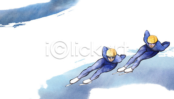 남자 두명 성인 PSD 일러스트 겨울 경기 국가대표 동계올림픽 쇼트트랙 스케이팅 아이스링크 전신 캘리그라피 평창 평창동계올림픽