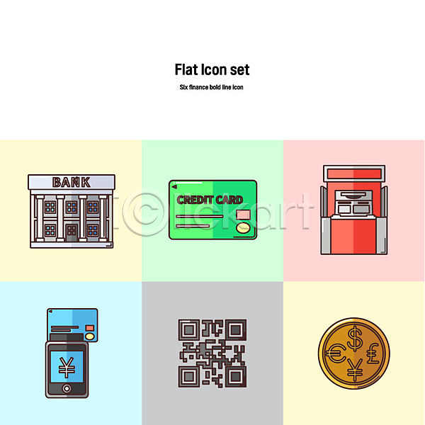 사람없음 AI(파일형식) 아이콘 플랫아이콘 ATM QR코드 금융 동전 볼드라인 세트 스마트폰 신용카드 은행(금융) 화폐기호