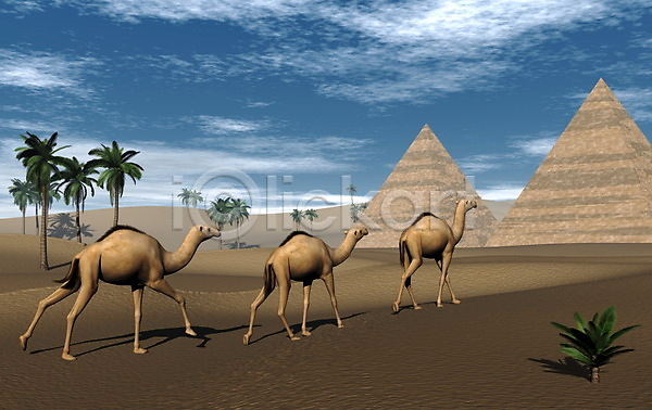 뜨거움 사람없음 3D JPG 일러스트 포토 해외이미지 3 구름(자연) 그래픽 나무 낙타 동물 디지털 만들기 모래 모래언덕 사막 사하라 손바닥 아프리카 여름(계절) 여행 이집트 자연 카라반 풍경(경치) 피라미드 하늘 해외202004