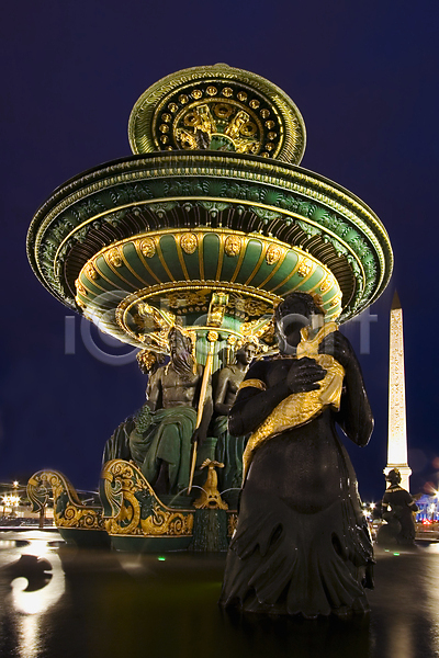 사람없음 JPG 포토 해외이미지 건축양식 분수(분수대) 빛 야간 야외 조각상 파리(프랑스) 풍경(경치) 프랑스 해외202004
