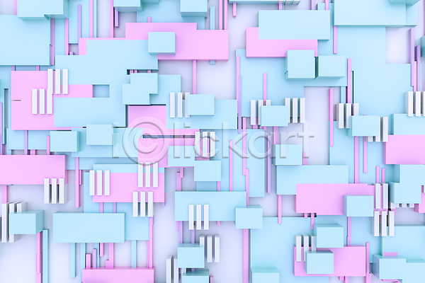 사람없음 3D JPG 포토 해외이미지 그래픽 기하학 백그라운드 분홍색 사이버 지오메트릭 직사각형 추상 큐브 하늘색 해외202004