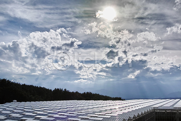 사람없음 JPG 포토 구름(자연) 야마나시 야외 일본 주간 집열판 태양 태양에너지 풍경(경치) 하늘