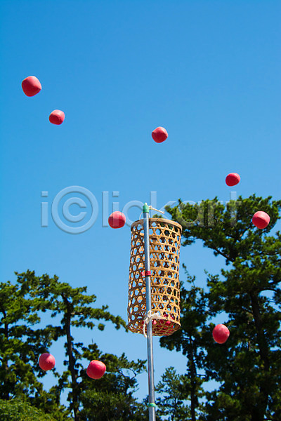 사람없음 JPG 포토 가을(계절) 공 던지기 모래주머니 바구니 야외 주간 체육대회 하늘