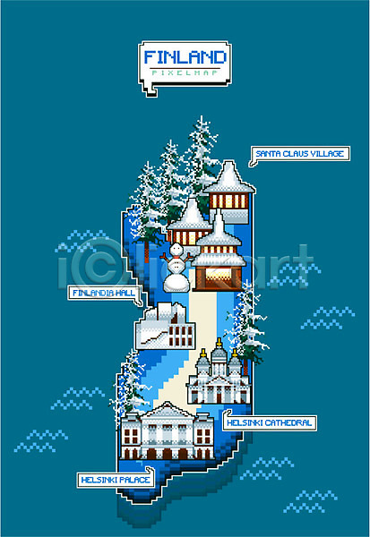 사람없음 AI(파일형식) 일러스트 궁전 나무 눈사람 루터란대성당 산타마을 성당 지도 픽셀 핀란드 핀란디아홀 헬싱키