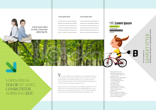 남자 세명 어린이 여자 일본인 PSD 템플릿 3단접지 그린캠페인 나무 내지 등맞대기 리플렛 북디자인 북커버 숲 앉기 자연보호 자전거 전기에너지 출판디자인 팜플렛 표지디자인 플러그