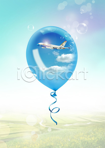 사람없음 PSD 편집이미지 구름(자연) 리본 물방울 비행기 여행 초원(자연) 편집 풍선 하늘