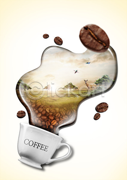 사람없음 PSD 편집이미지 구름(자연) 나무 노루 노을 물 원두 유기농 조류 커피 커피잔 편집 하늘