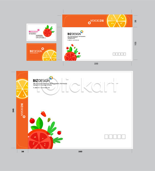 사람없음 AI(파일형식) 명함템플릿 봉투템플릿 템플릿 명함 방울토마토 봉투디자인 비즈디자인 서류봉투 세트 오렌지 우편봉투 토마토 패키지 편지봉투