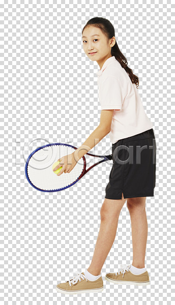 10대 십대여자한명만 여자 청소년 한국인 한명 PNG 옆모습 편집이미지 들기 서기 운동 운동복 전신 테니스 테니스공 테니스라켓 편집소스