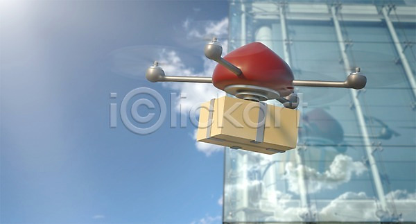 사람없음 3D PSD 디지털합성 편집이미지 4차산업 구름(자연) 그래픽 드론 디지털아트 무인 배송 비행 야외 주간 택배 하늘