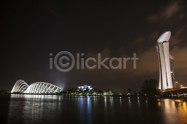 사람없음 JPG 포토 가든스바이더베이 강 공원 싱가폴 야간 야경 야외 여행 풍경(경치)