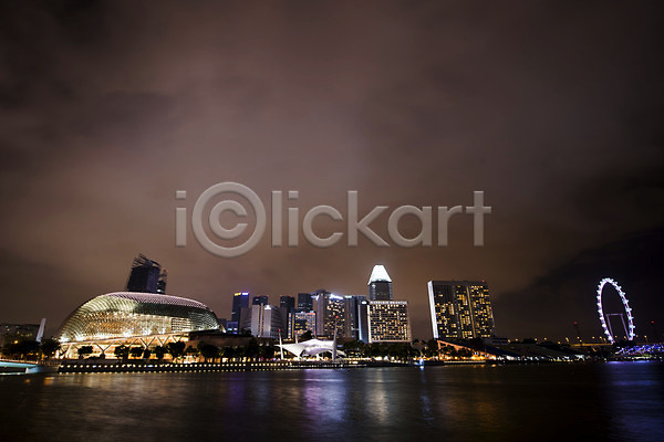 사람없음 JPG 포토 강 건물 싱가폴 야간 야경 야외 여행 풍경(경치)