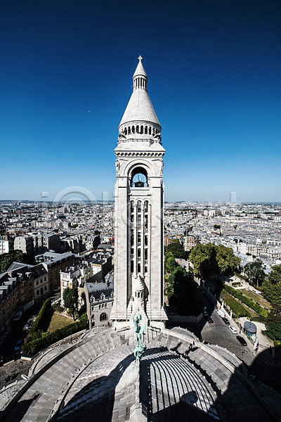 사람없음 JPG 포토 하이앵글 건물 몽마르트르 야외 유럽 종탑 주간 지붕 파리(프랑스) 프랑스 하늘