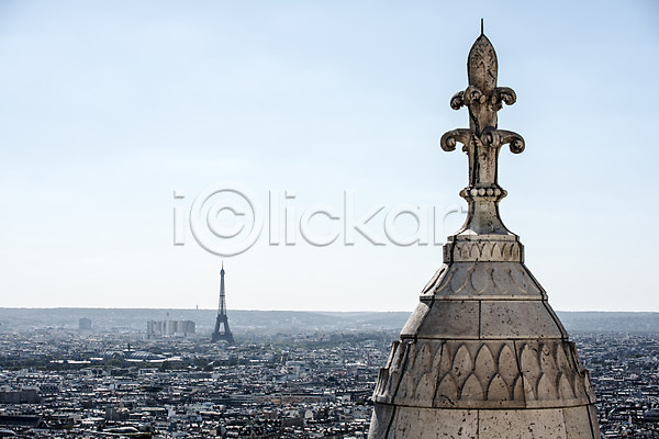 사람없음 JPG 포토 하이앵글 건물 몽마르트르 야외 에펠탑 유럽 주간 첨탑 파리(프랑스) 프랑스 하늘