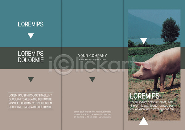 사람없음 AI(파일형식) 템플릿 3단접지 가축 나무 돼지 리플렛 북디자인 북커버 출판디자인 팜플렛 표지 표지디자인 한마리