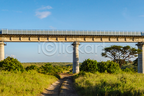 사람없음 JPG 포토 해외이미지 건축양식 고가도로 고속도로 공원 교통시설 구름다리 기차 도로 백그라운드 사바나 장면 초록색 케냐 해외202004