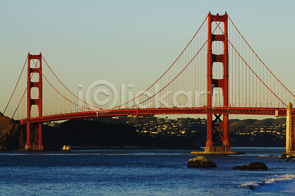 사람없음 JPG 포토 해외이미지 교통시설 대문 빨간색 상징 샌프란시스코 일몰 철사 캘리포니아 탑 해외202004 황금 황혼
