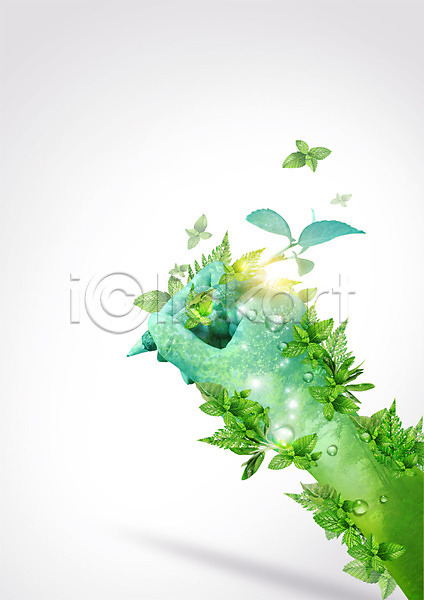 한명 PSD 편집이미지 나뭇잎 물방울 손 연필 자연 초록색 편집 환경