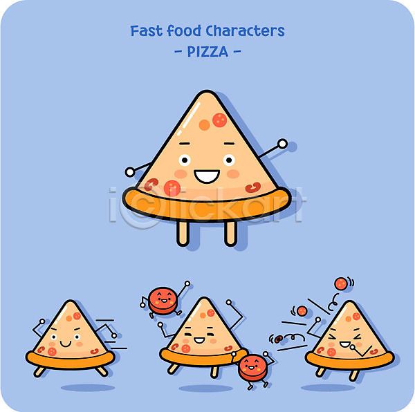 귀여움 사람없음 AI(파일형식) 일러스트 음식캐릭터 캐릭터 페퍼로니 피자