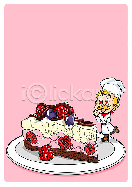 남자 성인 한명 PSD 일러스트 요리사 음식 조각케이크 캐릭터 케이크