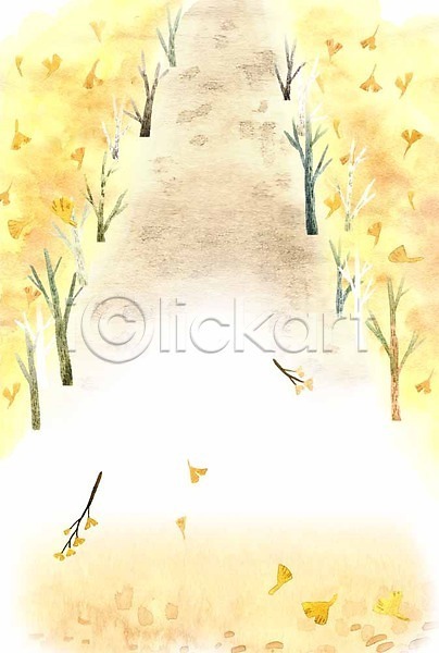 사람없음 PSD 일러스트 가을(계절) 가을배경 계절 계절백그라운드 길 나뭇가지 나뭇잎 낙엽 은행나무