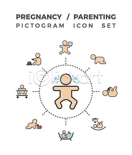 성장 사람모양 아기 AI(파일형식) 아이콘 웹아이콘 픽토그램아이콘 모빌 목욕 보행기 블록 울음 육아 임신 장난감 젖병 픽토그램