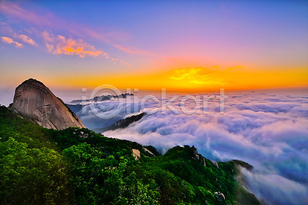 사람없음 JPG 포토 구름(자연) 노을 바위 북한산 산 야외 운해 일출 자연 자연현상 주간 풍경(경치) 하늘 한국