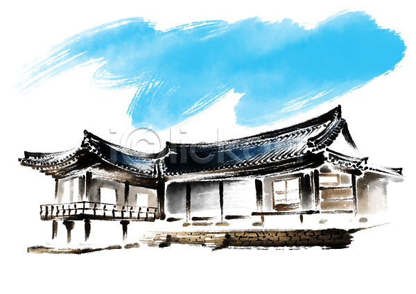 사람없음 PSD 일러스트 건축물 고건축 기와집 동양건축 전통 캘리그라피 한국 한국건축 한국문화 한국전통 한옥