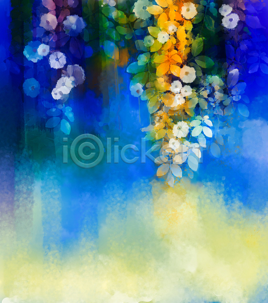 사람없음 JPG 포토 해외이미지 그림 꽃 미술 백그라운드 손그림 수채화(물감) 파란색 해외202004