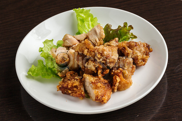 사람없음 JPG 포토 닭고기 상추 음식 일본음식 접시 치킨