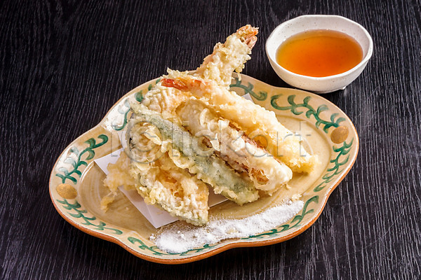 사람없음 JPG 포토 간장 새우 새우튀김 음식 일본음식 접시 튀김