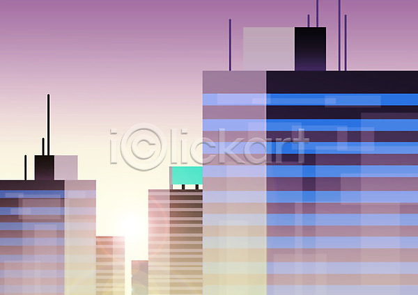 사람없음 PSD 일러스트 건물 도시 도시풍경 빌딩 새벽 파란색 풍경(경치)