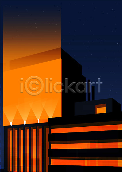 사람없음 3D PSD 일러스트 건물 광고판 도시 도시풍경 빌딩 야간 야경 주황색 풍경(경치) 프레임