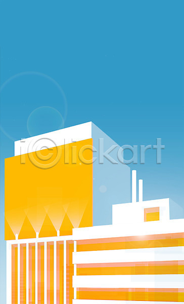 사람없음 3D PSD 일러스트 건물 광고판 노란색 도시 도시풍경 빌딩 주간 풍경(경치) 프레임 하늘