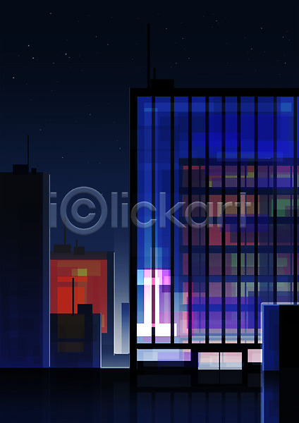 사람없음 PSD 일러스트 건물 도시 도시풍경 빌딩 야간 야경 풍경(경치)