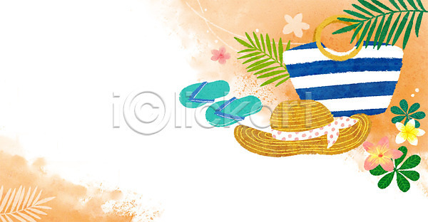 사람없음 PSD 일러스트 계절백그라운드 꽃 꽃무늬 모래사장 밀짚모자 바캉스용품 백그라운드 슬리퍼 야자수 야자수잎 여름(계절) 여름배경 해변