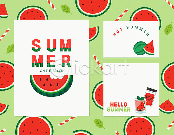 사람없음 AI(파일형식) 일러스트 카드템플릿 과채 배너 빨대 수박 수박주스 여름(계절) 여름음식 엽서 제철과일 제철음식 패턴