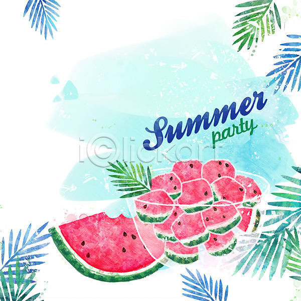 사람없음 PSD 일러스트 과채 백그라운드 수박 수박화채 여름(계절) 여름배경 여름음식 잎 제철과일 제철음식 화채