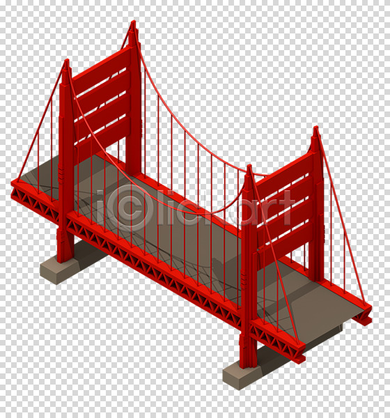 사람없음 3D PNG 디지털합성 입체 편집이미지 3D소스 건축물 금문교 다리(건축물) 랜드마크 로우폴리 목업 빨간색 편집 편집소스 현수교