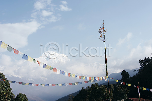 사람없음 JPG 포토 가랜드 구름(자연) 나무 네팔 안나푸르나 야외 자연 주간 풍경(경치) 하늘 해외풍경