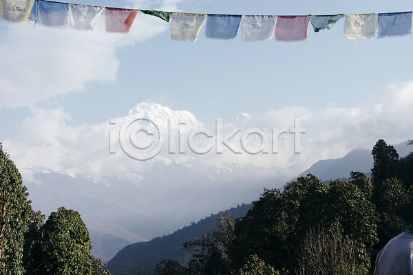 사람없음 JPG 포토 가랜드 구름(자연) 나무 네팔 안나푸르나 야외 자연 장식 주간 풍경(경치) 하늘 해외풍경