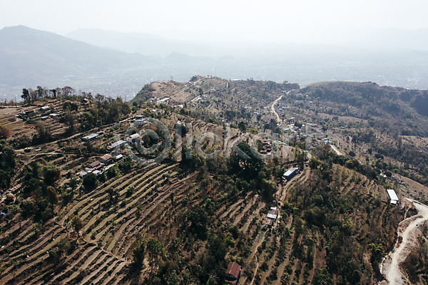 사람없음 JPG 포토 항공촬영 나무 네팔 안나푸르나 야외 자연 주간 풍경(경치) 해외풍경