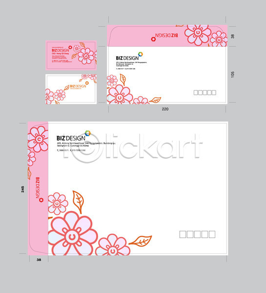 사람없음 AI(파일형식) 명함템플릿 봉투템플릿 템플릿 꽃무늬 명함 봉투디자인 분홍색 비즈디자인 서류봉투 세트 우편봉투 잎 패키지 편지봉투