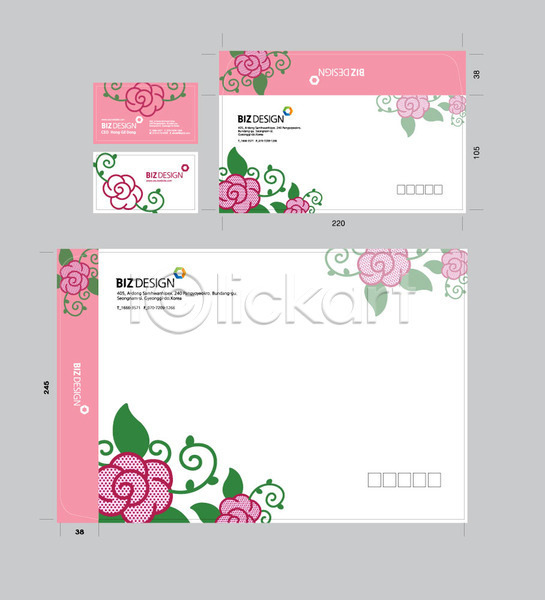 사람없음 AI(파일형식) 명함템플릿 봉투템플릿 템플릿 꽃 꽃무늬 덩굴 명함 봉투디자인 분홍색 비즈디자인 서류봉투 세트 우편봉투 잎 패키지 편지봉투